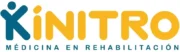 Logo de Kinitro, clínica especializada en medicina en rehabilitación, que muestra una figura humana estilizada en azul y el nombre de la marca en amarillo.